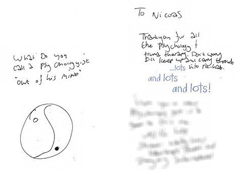 Thank you Card to Dr Nick Zygouris from a younger client