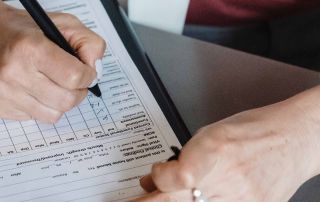 woman completing a diagnostic assessment for psychological evaluation